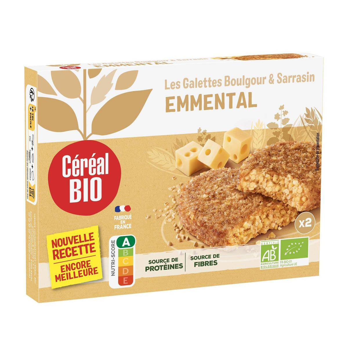 Céréal Bio 2 Galettes Végétales Sarrasin Boulghour Emmental Bio 100g