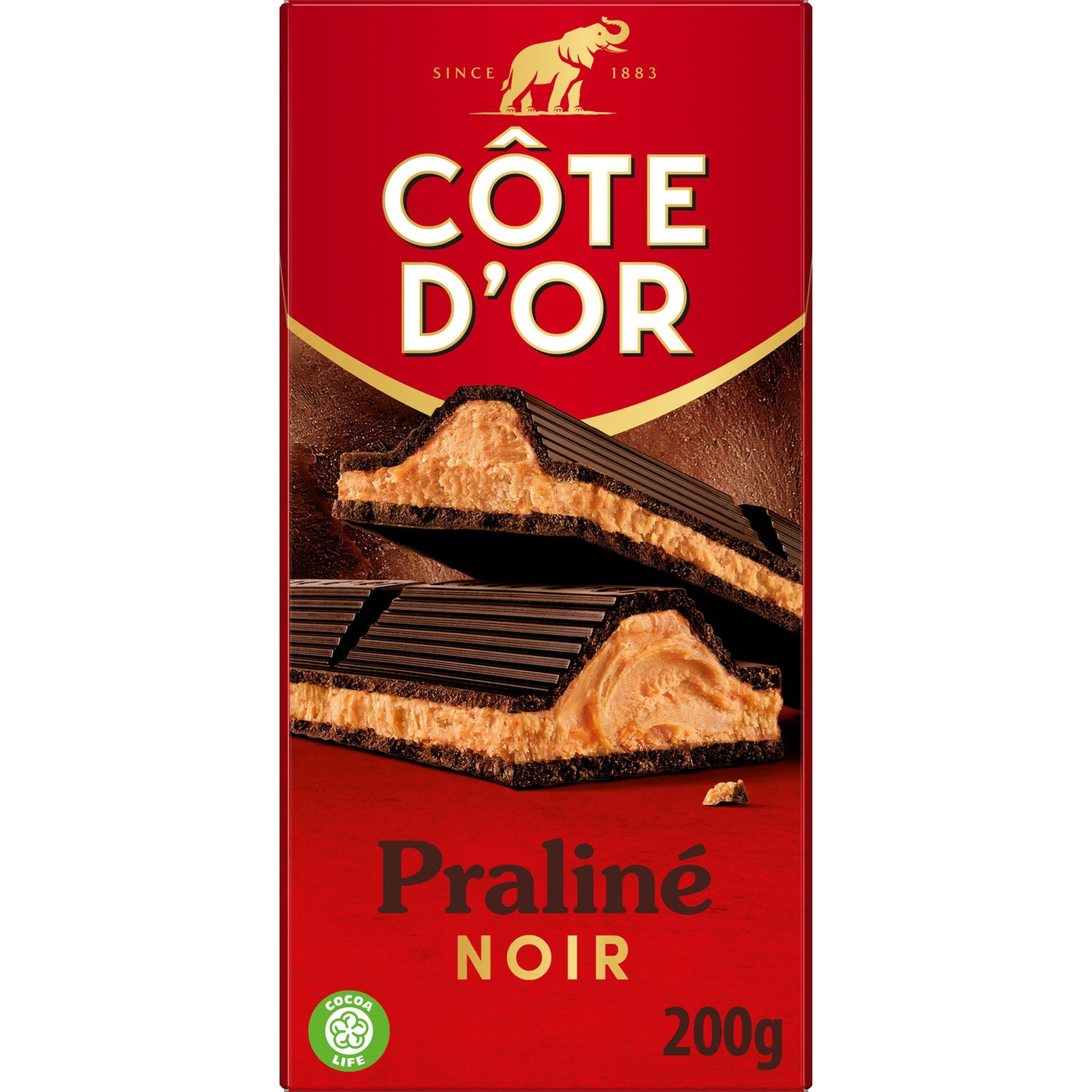 Côte d'Or Fourré Epais Noir Praliné 200g