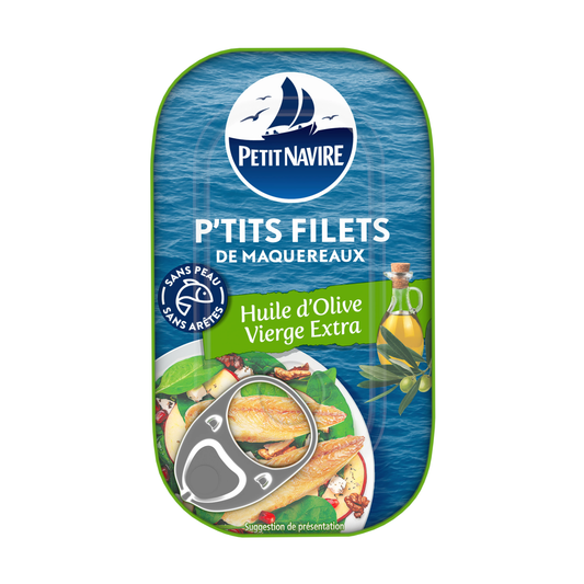 Les P'tits filets de Maquereaux - Pointe d'huile d'olive vierge Extra 90g