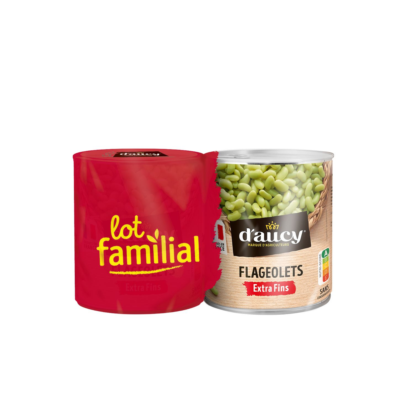 2x530G FLAGEOLETS EXTRA FINS D'AUCY LOT FAMILIAL