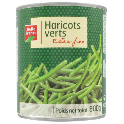 Haricots verts extra fins Belle France 800g boîte 4/4