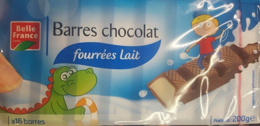 Barre chocolat fourré lait – Belle France – 200 g