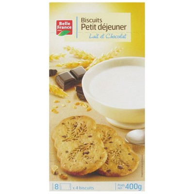 Belle France BISCUIT PETIT DÉJ LAIT ET CHOCO X 32 ÉTUI 400 G