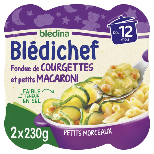 BLEDINA BLEDICHEF Fondue de Courgettes et Petits Macaroni 2x230g dès 12 mois