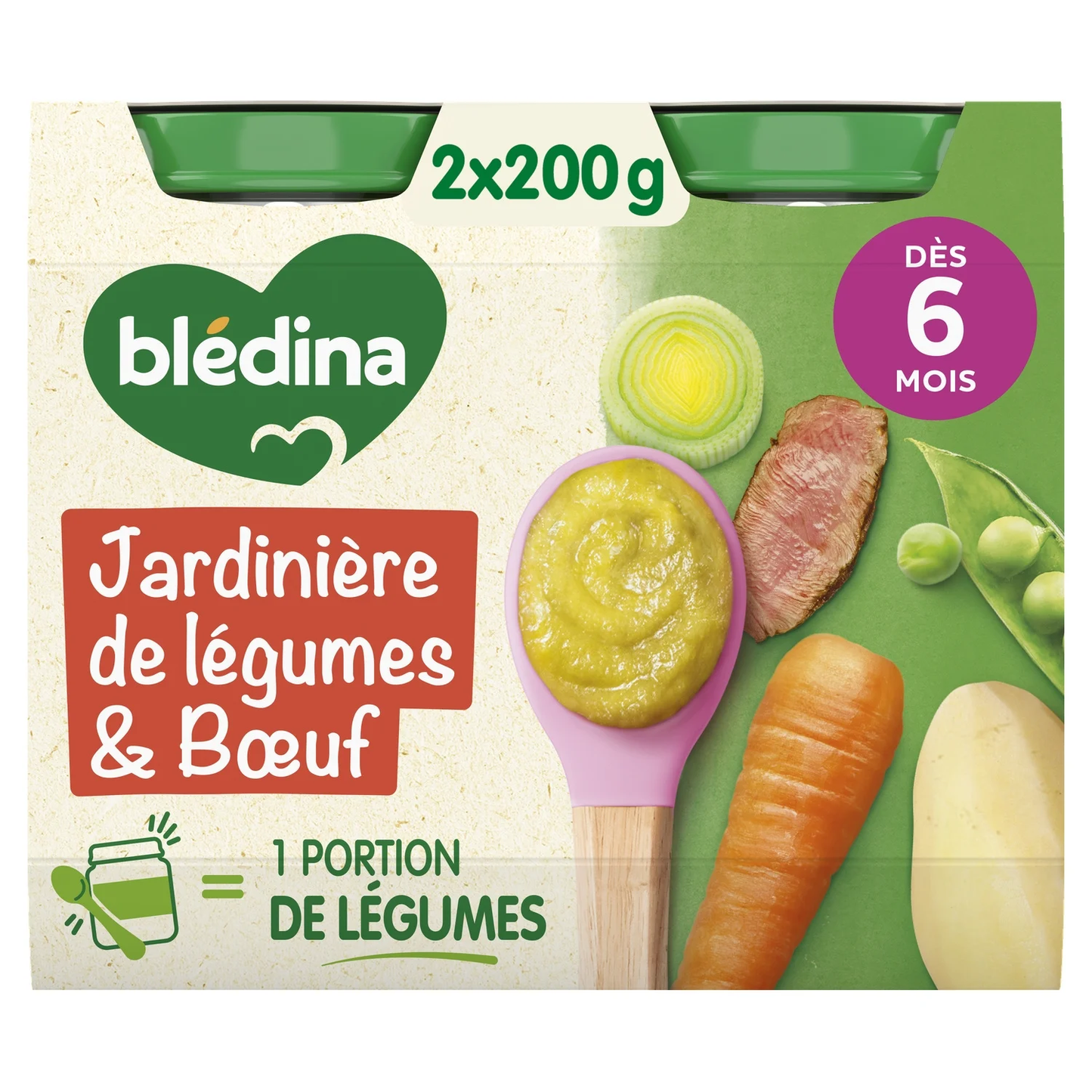 BLEDINA POTS Jardinière de légumes Bœuf 2x200g Dès 6 mois