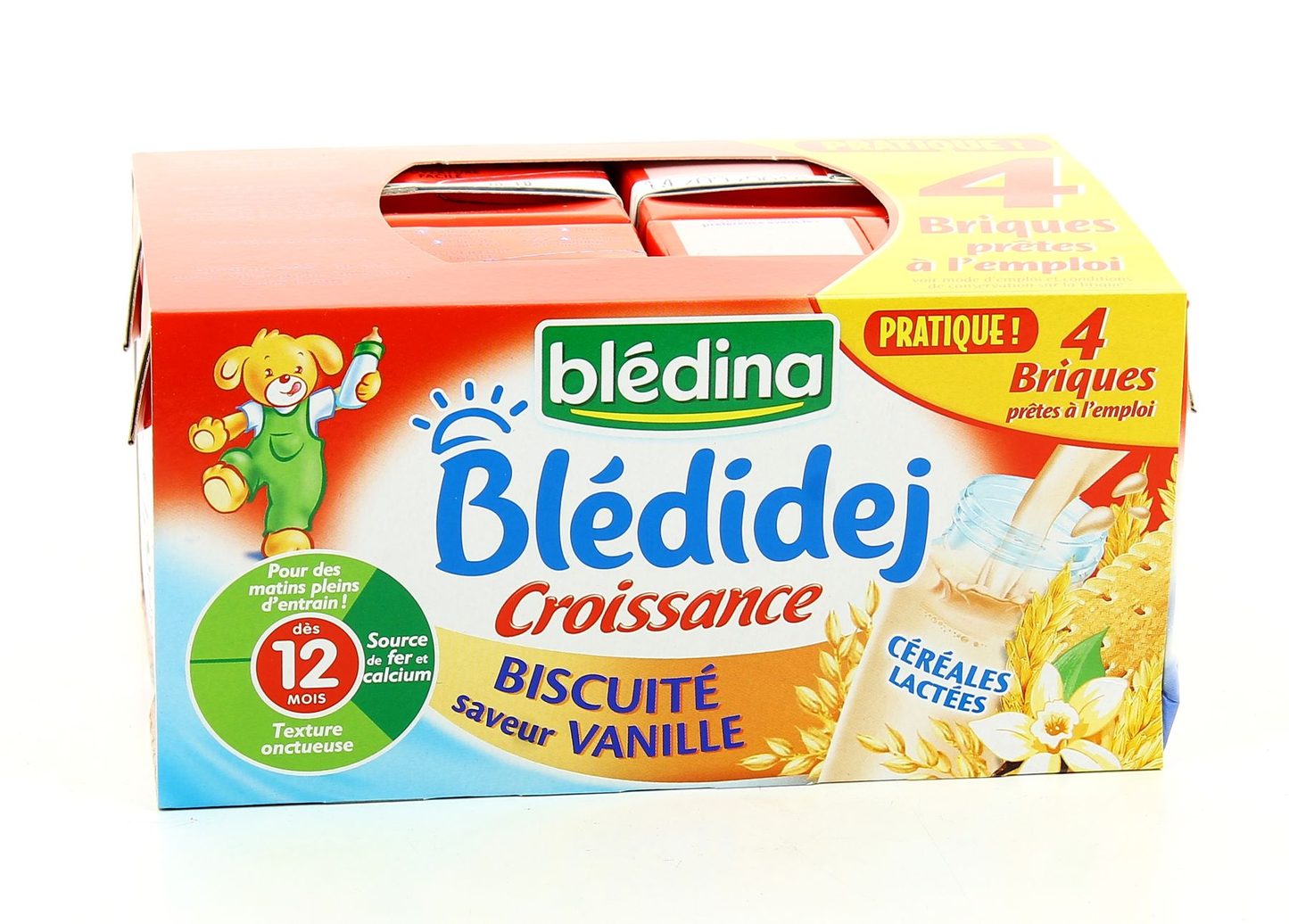 BLEDINA BLEDIDEJ Croissance Biscuité Saveur Vanille 4x250ml Dès 12 Mois