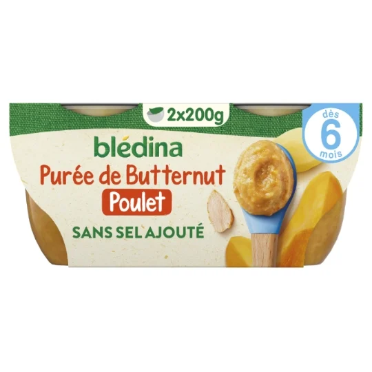 BLEDINA Bols Purée de Butternut & Poulet 2X200G Dès 6 mois
