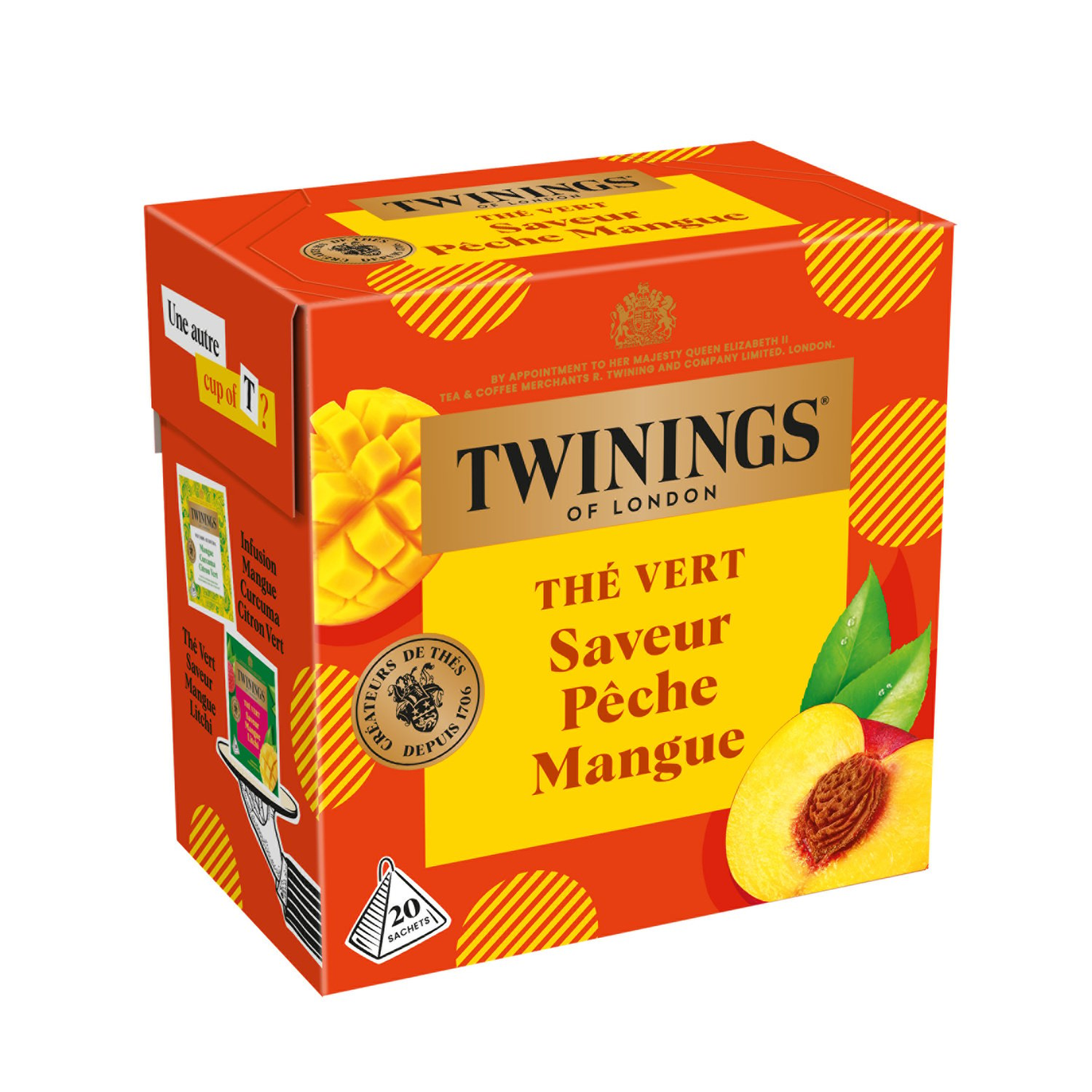 TWININGS Thé Vert Pêche Mangue X20