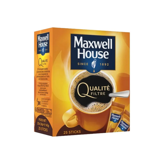 Maxwell House Café soluble de qualité filtre x25 sticks 45 g