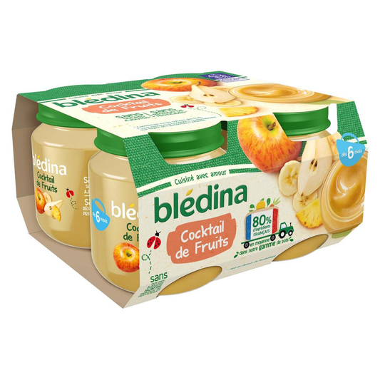 Bledina Cocktail de Fruits Pot Bébé Dès 6 mois 4x130g