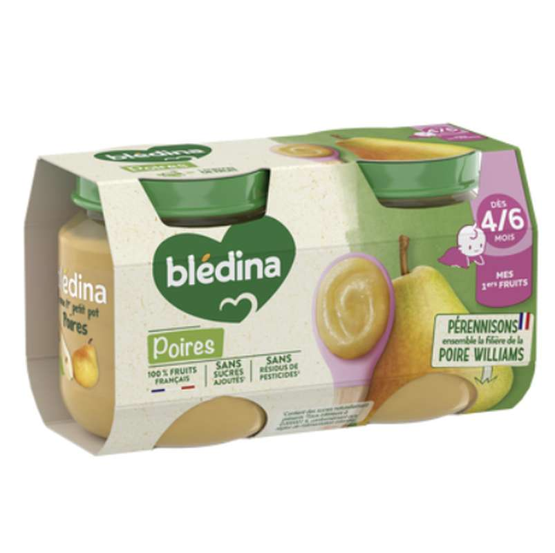 BLEDINA Petit pot Mon dernier dessert aux poires dès 4 à 6 mois 2x130g