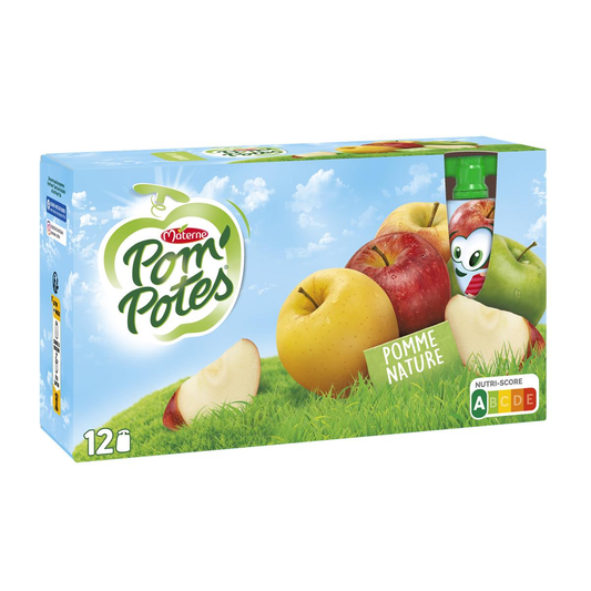 POM'POTES Compotes Gourdes Pomme Nature 12x90g