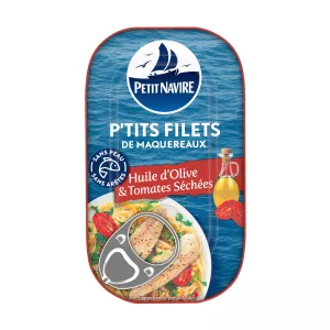Petit Navire P'tits Filets de Maquereaux à l'Huile d'Olive et tomates séchées 90g
