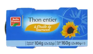 Thon entier huile tournesol Belle France MSC 2x80g