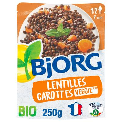 Bjorg Lentilles carottes fondantes Plat Cuisiné bio 250g