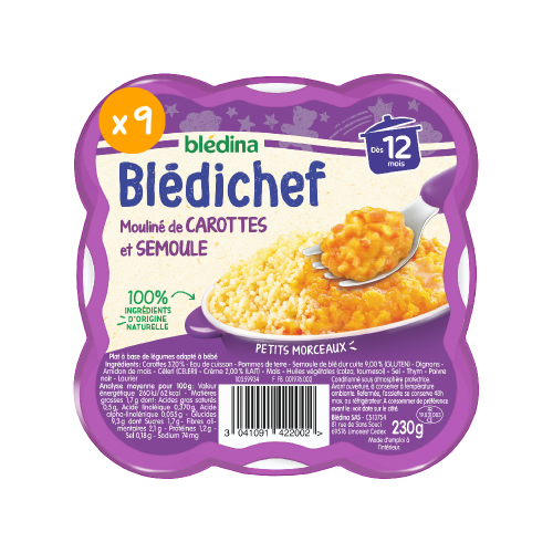 BLEDINA Blédichef Mouliné de carottes et semoule Lot x9