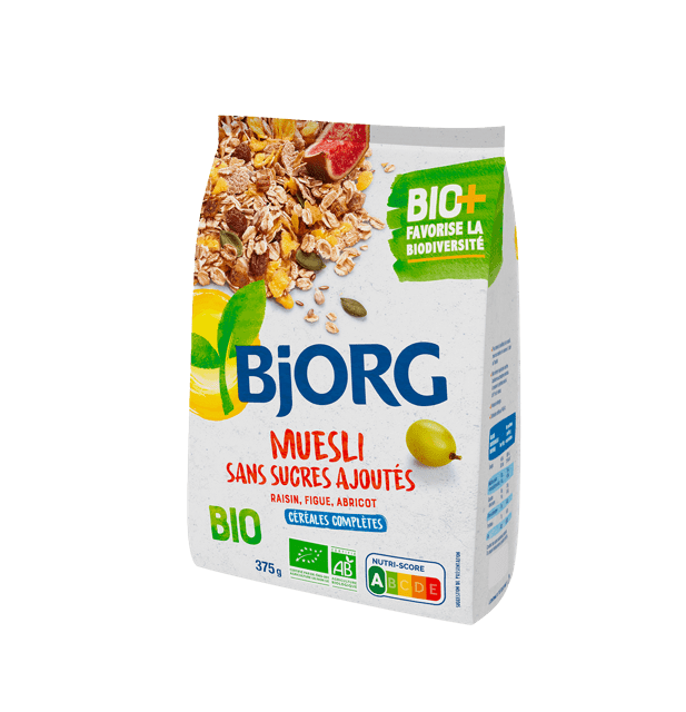 Bjorg Céréales Muesli Fruits Sans Sucres 375 g - épicerie les 3 gourmets biscottes-tartinades-de-pain-grille-cereales-et-barres-de-cereales