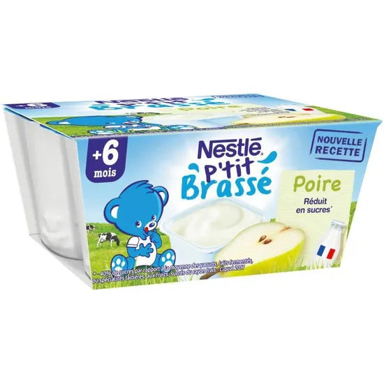 NESTLE P’tit Brassé Poire 4 x 100 g - épicerie les 3 gourmets bébés