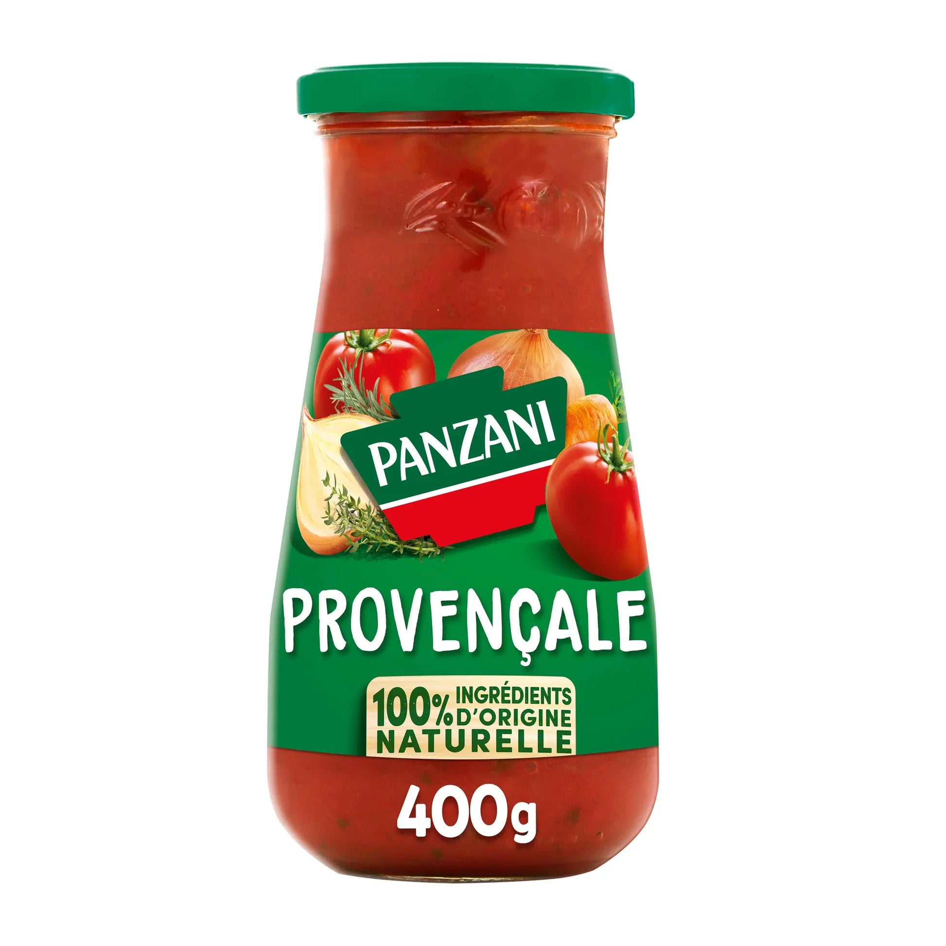 Pot de sauce tomate Provençale Panzani de 400 grammes sur fond blanc
