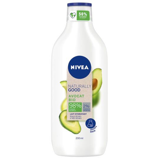 NIVEA LAIT CORP AVOCAT BIO 98% NATURALLY GOOD 200 ML - épicerie les 3 gourmets body-care