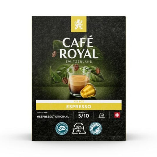 Café capsules Compatibles Nespresso Espresso CAFE ROYAL 36 CAPSULE 187G - épicerie les 3 gourmets Cafés, thés et boissons chaudes