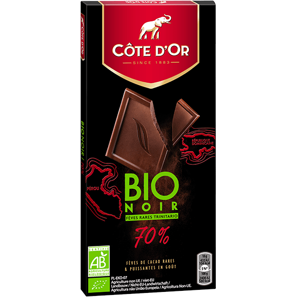 COTE D'OR Tablette de chocolat noir bio 70%   90G  - épicerie les 3 gourmets Chocolat 