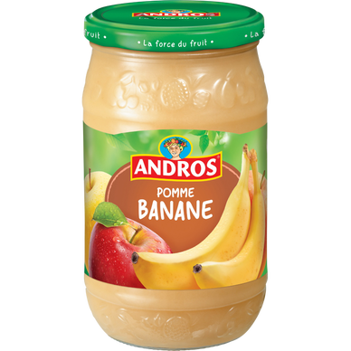 Compote à la pomme et banane ANDROS, bocal de 750g - épicerie les 3 gourmets Confitures, Compotes, et Crèmes