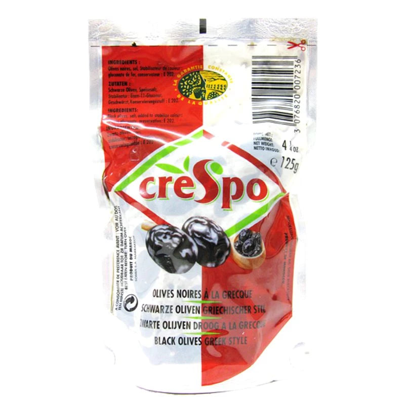 Olives noires à la grecque 125g - CRESPO - épicerie les 3 gourmets CONDIMENTS & SAUCES