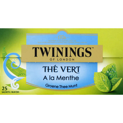 TWININGS OF LONDON THÉ VERT A LA MENTHE 37,5 G - épicerie les 3 gourmets Cafés, thés et boissons chaudes