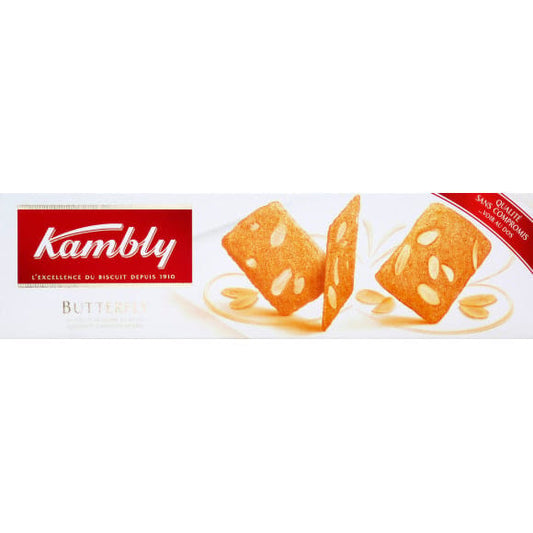 KAMBLY Butterfly, biscuits au beurre extra-fins et aux amandes 100 G - épicerie les 3 gourmets biscuits-et-gateaux