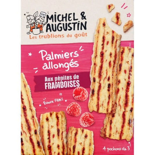 MICHEL ET AUGUSTIN Palmiers allongés pur beurre aux framboises 120g - épicerie les 3 gourmets biscuits-et-gateaux