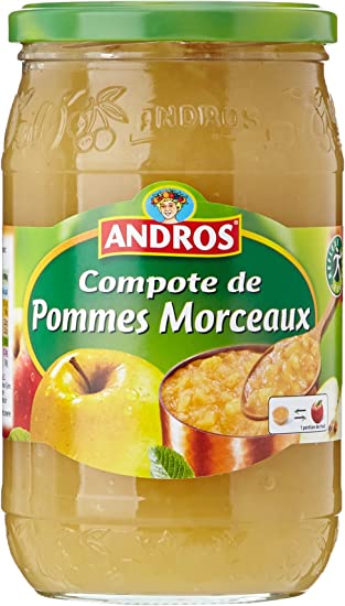 Compote de pomme Morceaux Andros - 740 g - épicerie les 3 gourmets Confitures, Compotes, et Crèmes