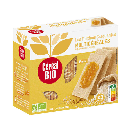 CÉRÉAL BIO Tartines craquantes multicéréales sans Riz,Sarrasin ,Quinoa 145g - épicerie les 3 gourmets BISCUITS