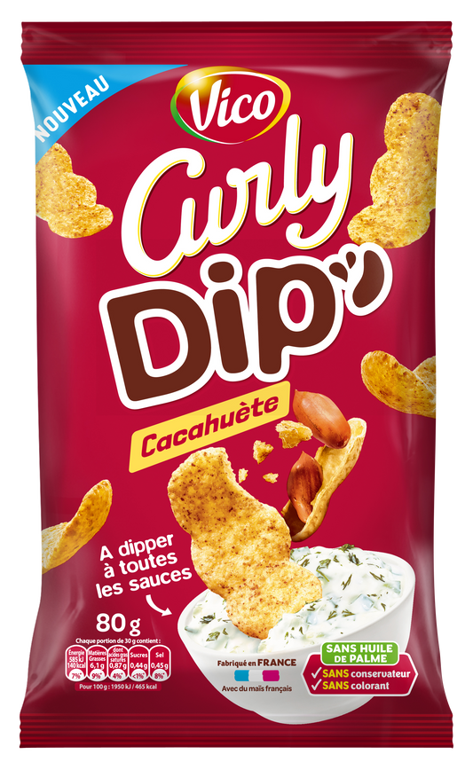 CURLY Biscuits Apéritifs Cacahuétes DIP 80g - épicerie les 3 gourmets biscottes-tartinades-de-pain-grille-cereales-et-barres-de-cereales