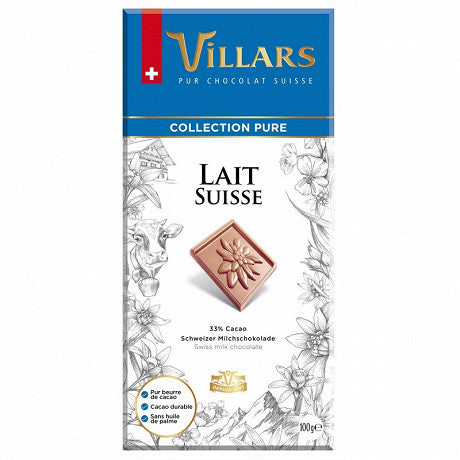 VILLARS Tablette Dégustation Chocolat Au Lait Suisse 100 G - épicerie les 3 gourmets Chocolat 