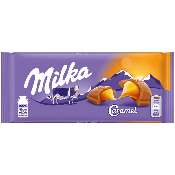 Milka Caramel 100g - épicerie les 3 gourmets Chocolat