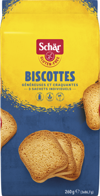 Biscottes sans gluten SCHAR 260g - épicerie les 3 gourmets Chips et apéritifs