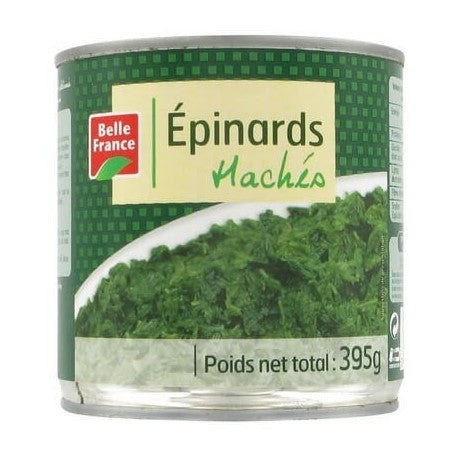BELLE FRANCE ÉPINARDS HACHES 1/2 395G - épicerie les 3 gourmets CONDIMENTS & SAUCES