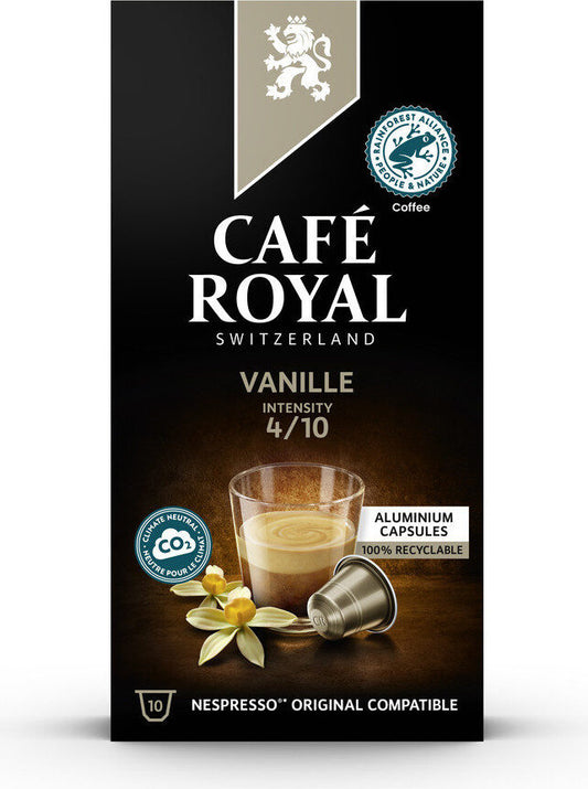Café capsules Compatibles Nespresso vanille CAFE ROYAL 10 CAPSULES - épicerie les 3 gourmets Cafés, thés et boissons chaudes