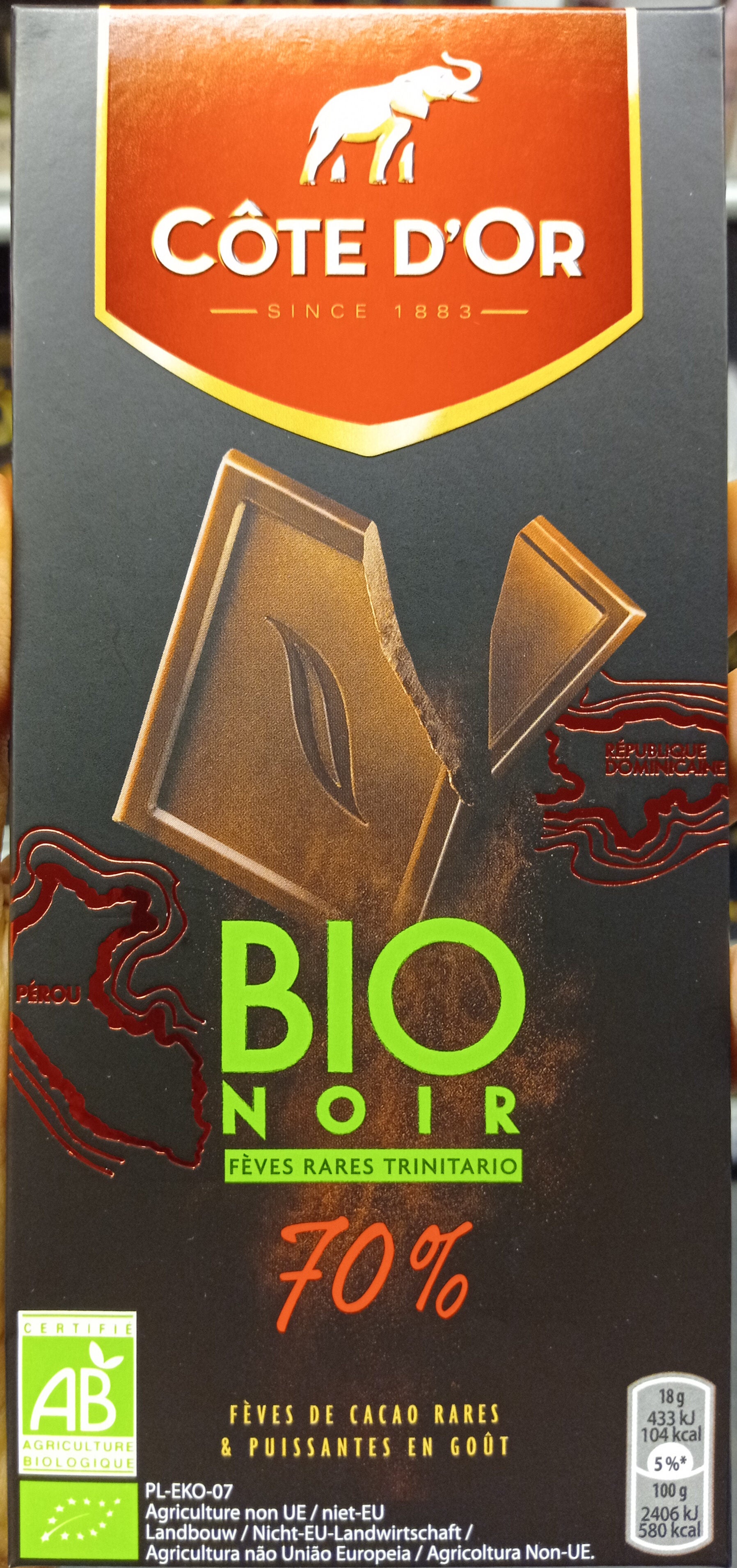COTE DOR NOIR 70% BIO 90 G - épicerie les 3 gourmets Chocolat 