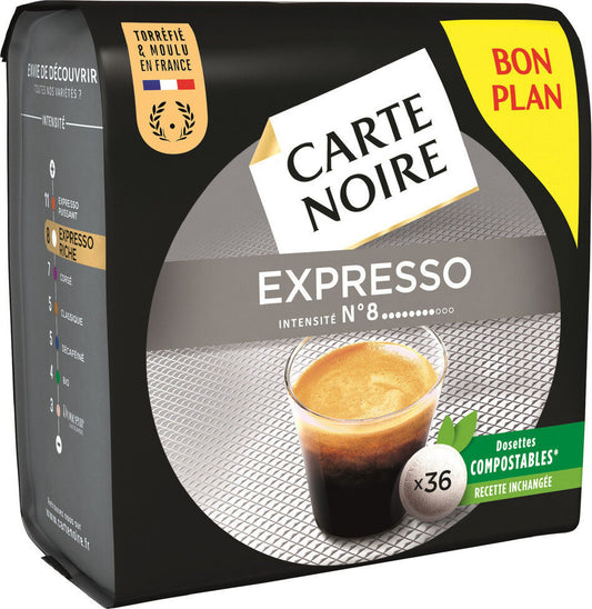 CARTE NOIRE EXPRESSO P36 DOSETTES INTENSITÉ 08 - épicerie les 3 gourmets coffees-teas-and-hot-drinks