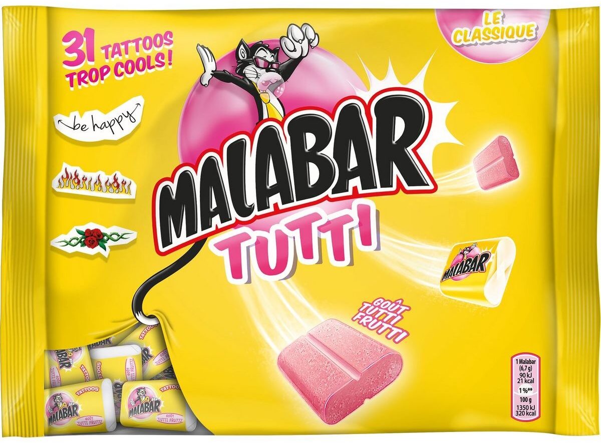 Malabar Tutti Frutti Chewing-Gum 214g - épicerie les 3 gourmets bonbons