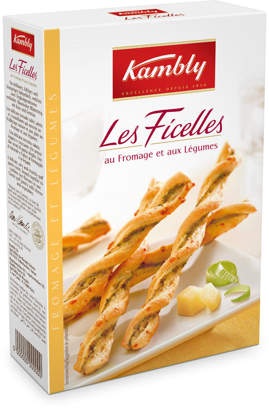 Kambly Les Ficelles au Fromage et aux Légumes 100G - épicerie les 3 gourmets chips-et-aperitifs