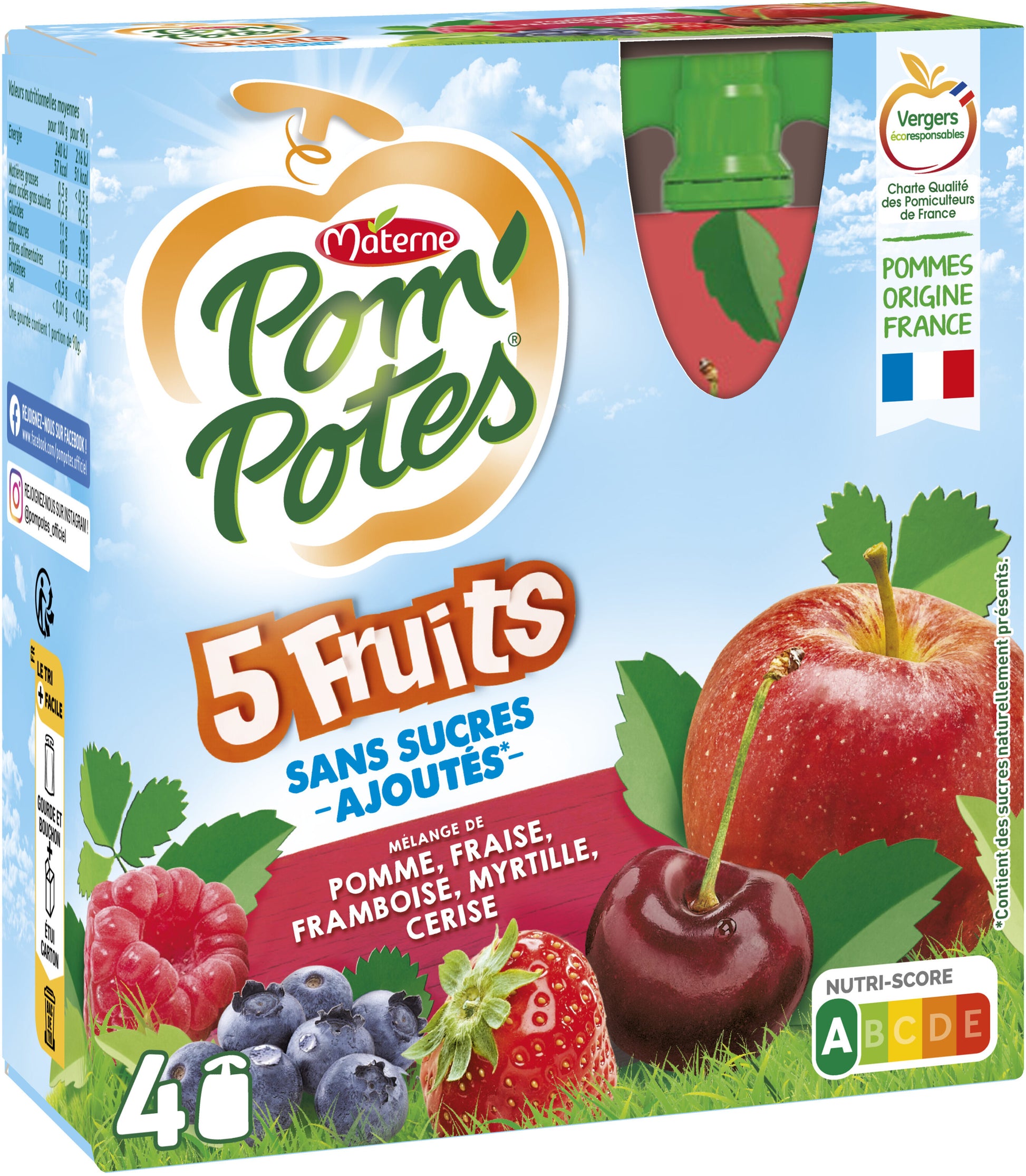 Compote fruits rouges 4 x 90g MATERNE - épicerie les 3 gourmets confitures-compotes-et-cremes