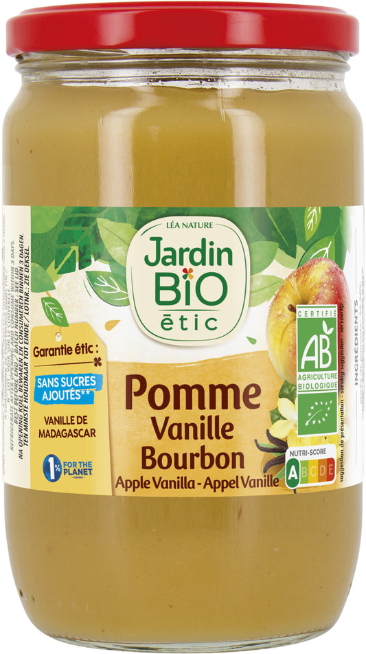 Compote pomme vanille bourbon sans sucres ajoutés Bio JARDIN