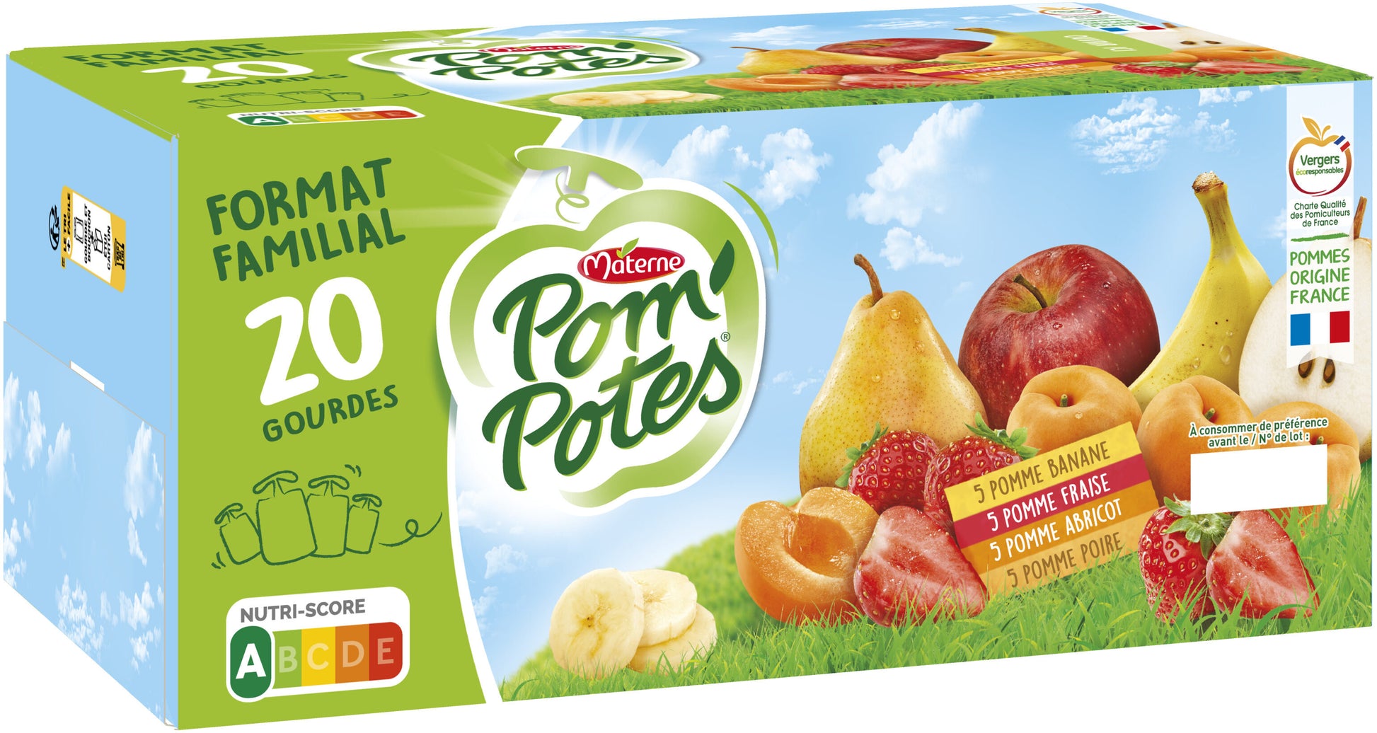 Compote assortiment POM'POTES MATERNE 20*90 g - épicerie les 3 gourmets confitures-compotes-et-cremes