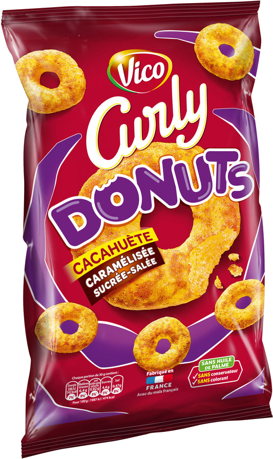 VICO CURLY DONUTS CACAHUETES 100 G - épicerie les 3 gourmets chips-et-aperitifs