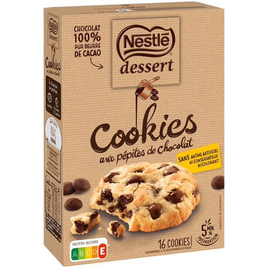 NESTLE DESSERT Préparation pour cookies aux pépites de chocolat 16 cookies 351g - épicerie les 3 gourmets Chocolat 