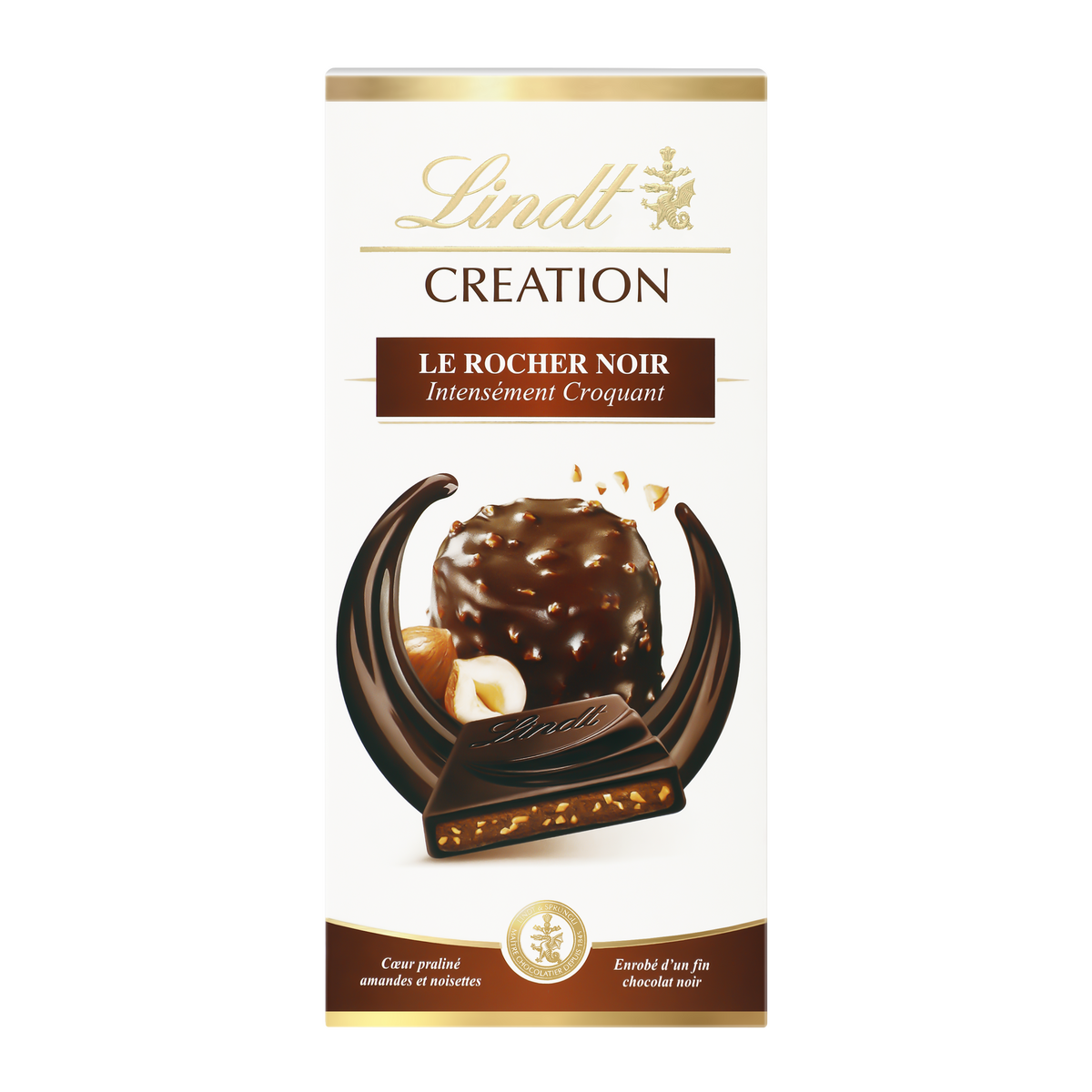 LINDT Création tablette de chocolat noir rocher noir 150 G - épicerie les 3 gourmets Chocolat