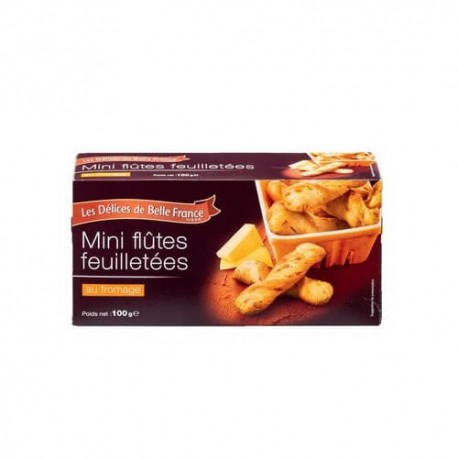 MINI FLUTES FROMAGE FEUILLETEES DÉLICES DE BELLE FRANCE 100G - épicerie les 3 gourmets biscottes-tartinades-de-pain-grille-cereales-et-barres-de-cereales